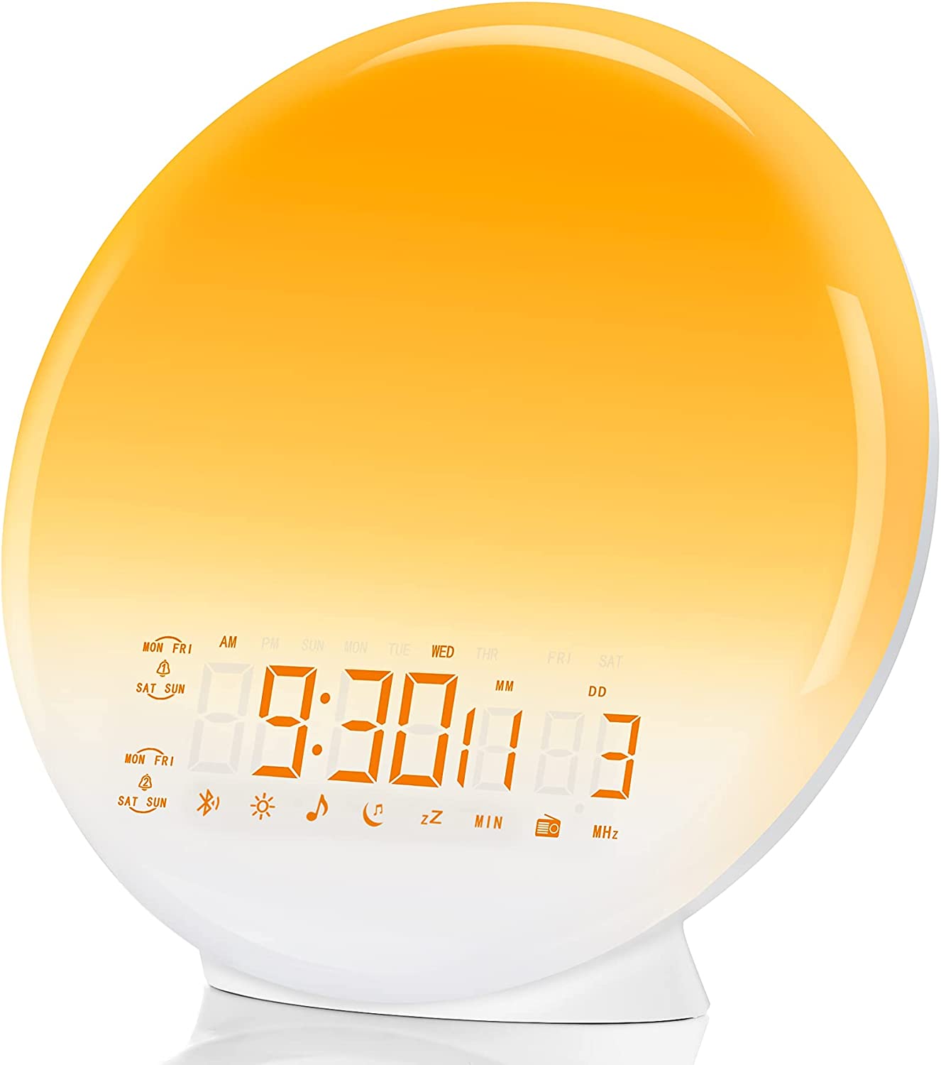 Sunrise Alarm Clock, Wake Up Light for Kids, Adults and Heavy Sleepers, Bedroom Digital Alarm Clock with 7 Colors Night Light, Dual Alarms, Snooze, FM Radio, Sleep Aid with 7 Nature Sounds, Gift Ideas